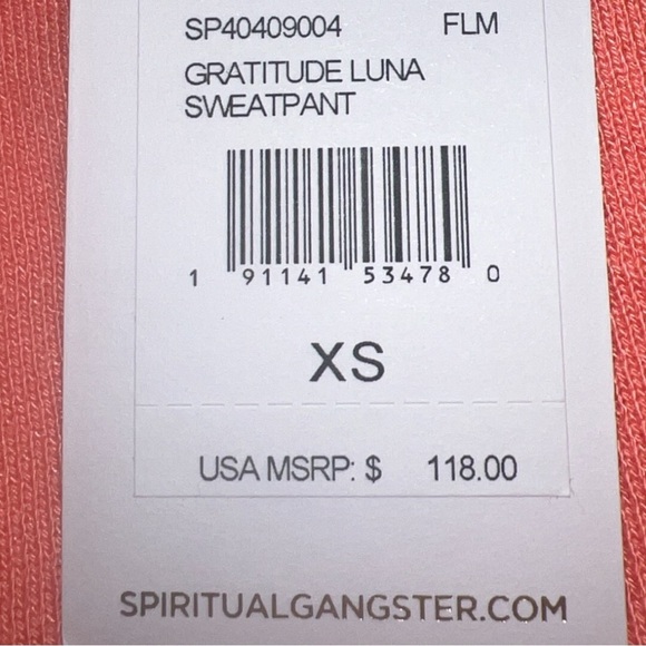 Spiritual Gangster SODT Gratitude Luna Cotton Blend Sweatpants/Jogger | NEW/NWT! - Picture 8 of 8
